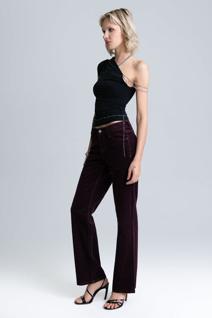 Ruby Velour Slim Wide