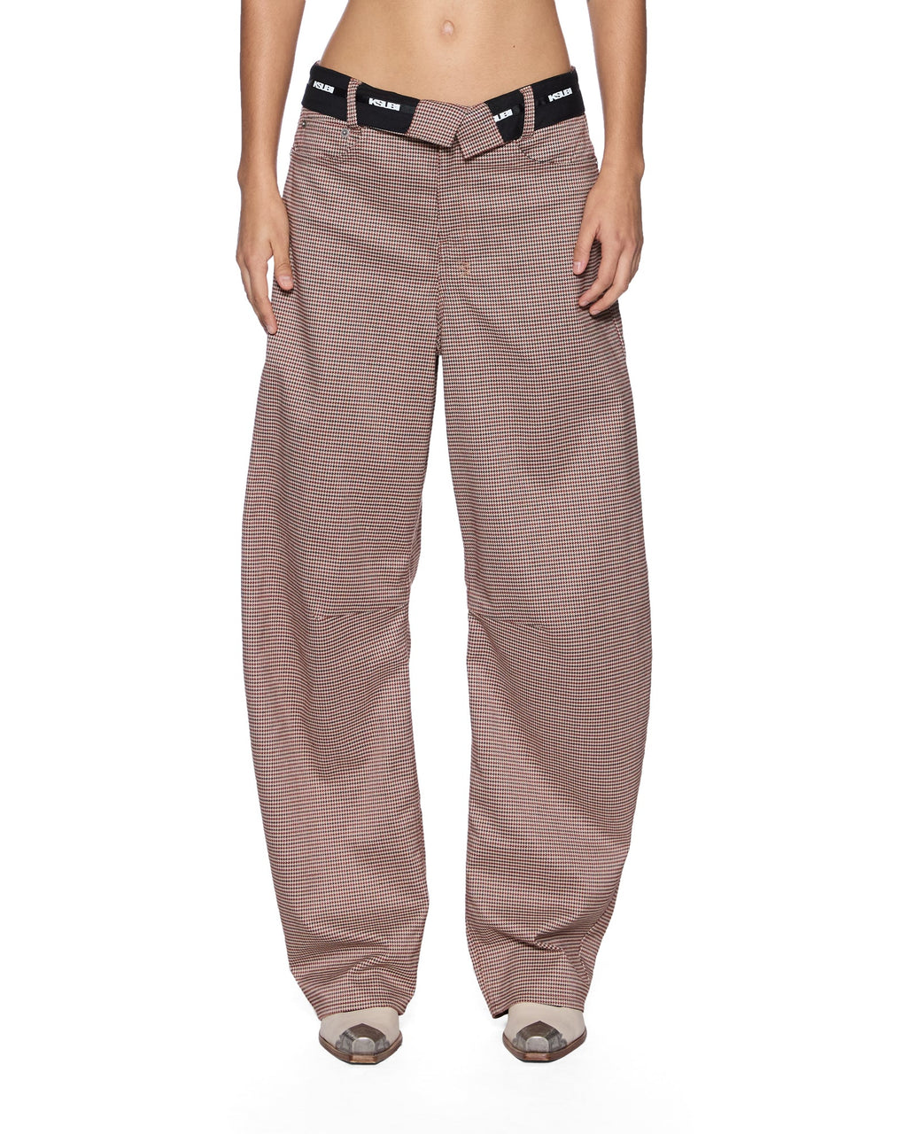 BARREL TROUSER FLIP HOUNDSTOOTH