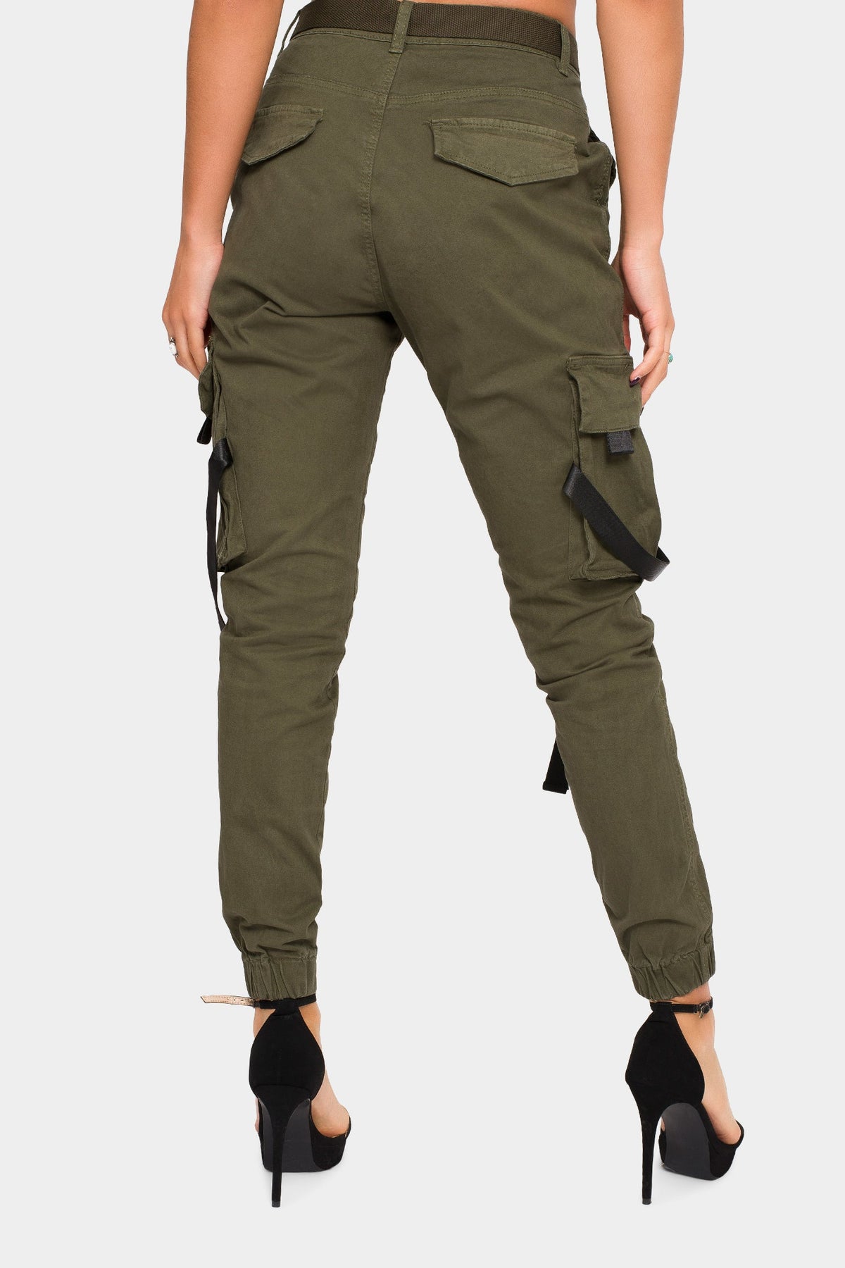 High Rise Utility Strap Cargo Joggers