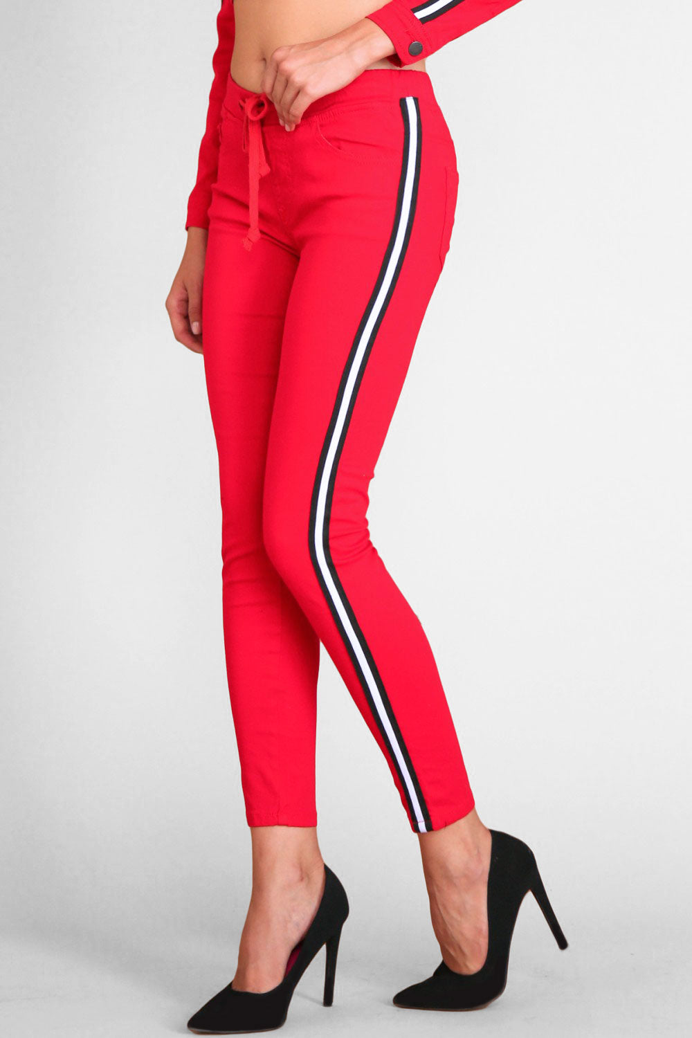 Women's Destroyed Side Striped Band Joggers