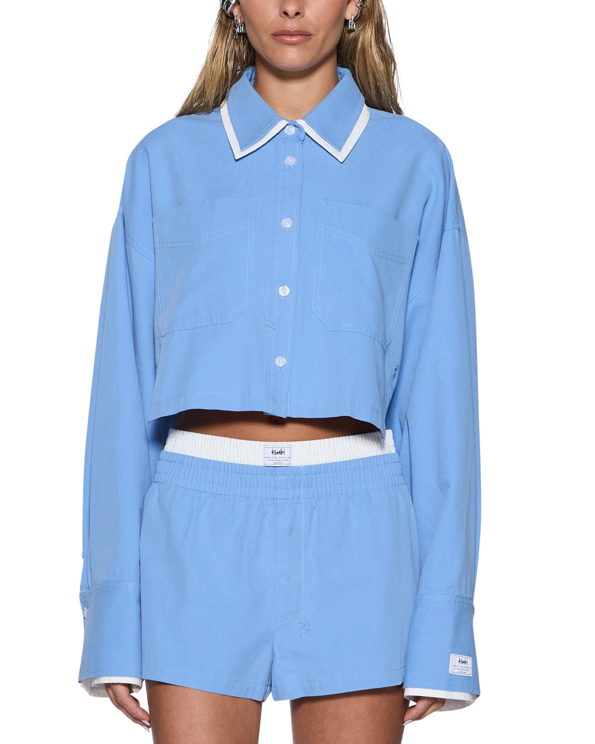 BALTER LS SHIRT BRIGHT BLUE/WHITE