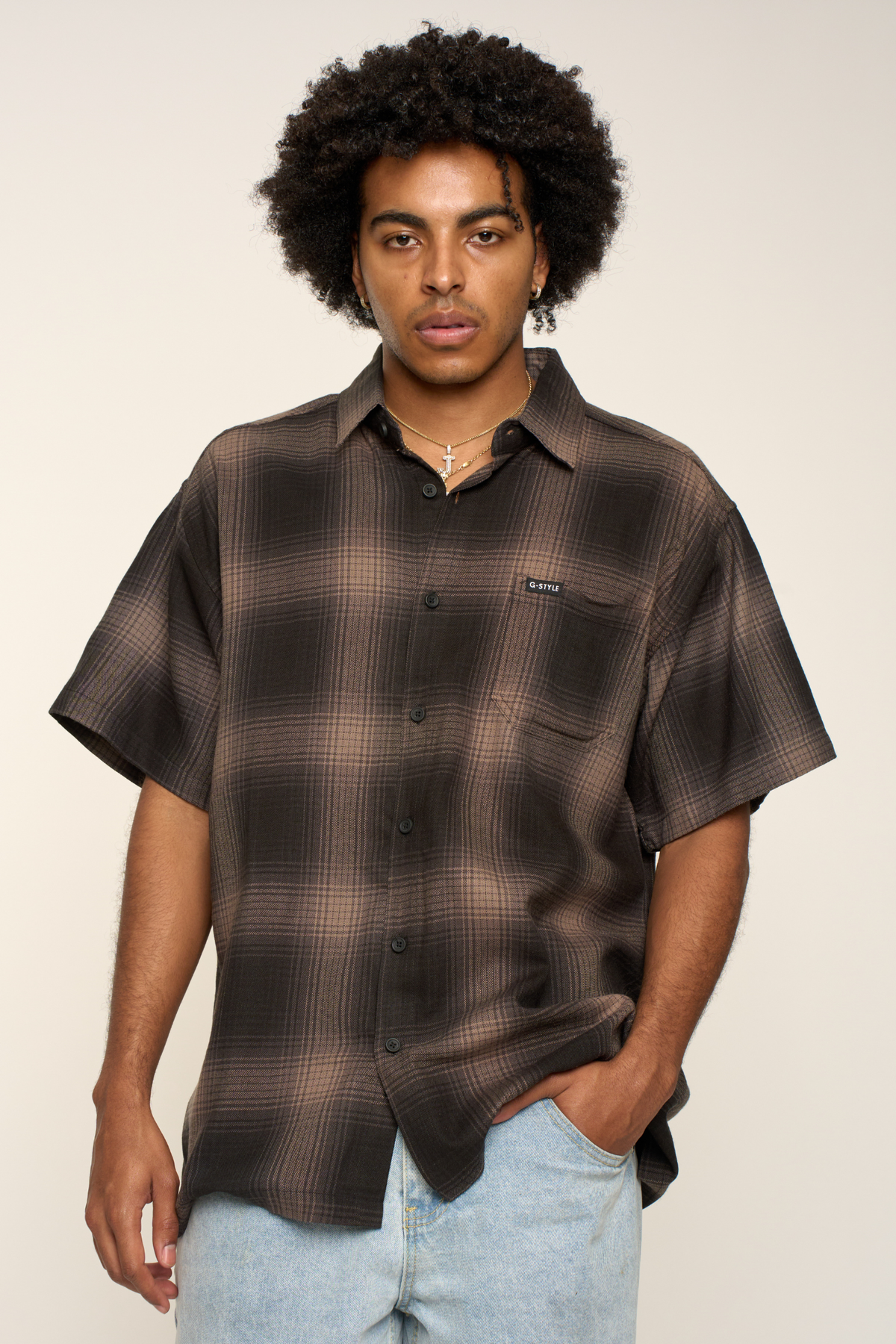 Plaid Short Sleeve Button Up Shirt