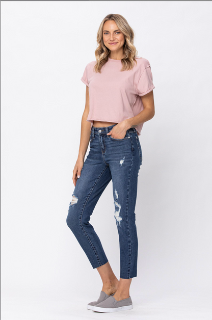 Judy Blue Vintage Cut Off Relaxed Fit Jeans