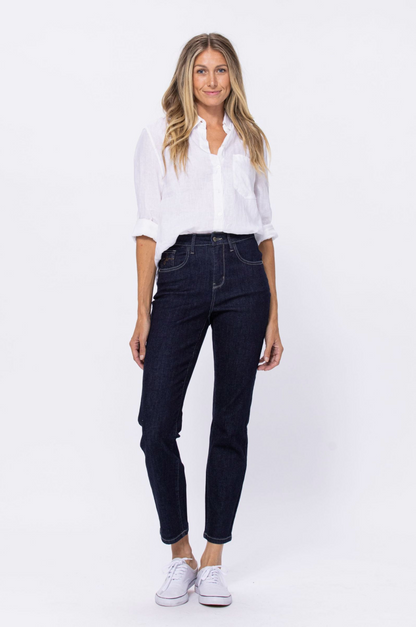 Judy Blue Rinse Wash Mom Jeans - Dark Wash