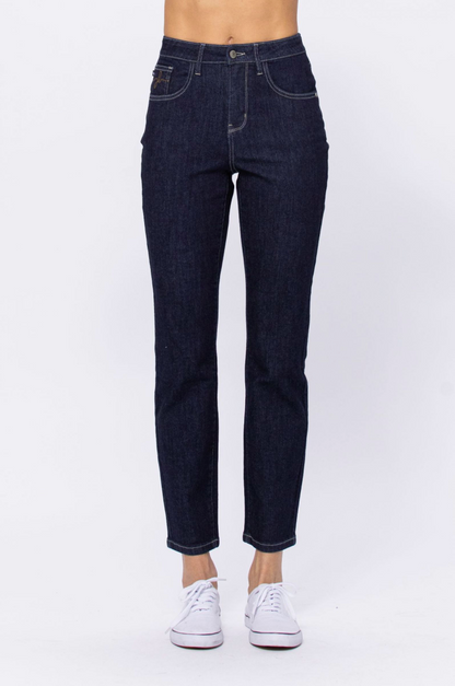 Judy Blue Rinse Wash Mom Jeans - Dark Wash