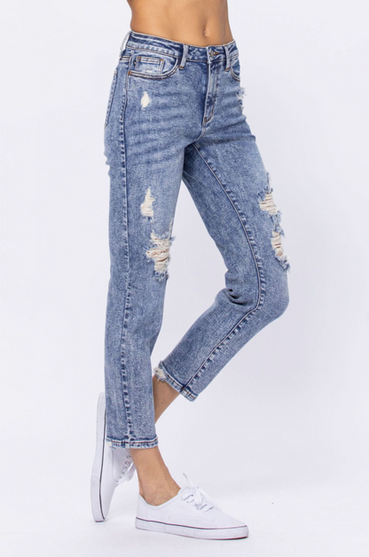 Judy Blue Destroyed Acid Wash Boyfriend Jeans