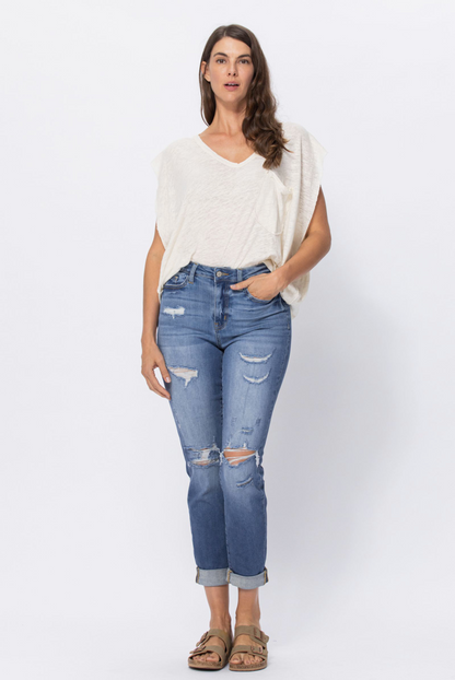 Judy Blue Distressed Medium Wash Boyfriend Jeans
