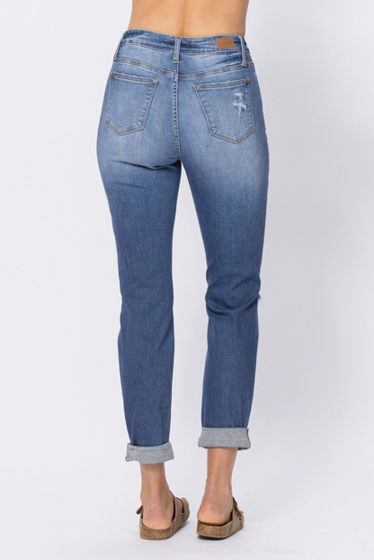 Judy Blue Distressed Medium Wash Boyfriend Jeans