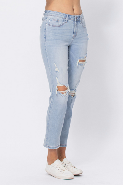 Judy Blue Super Light Destroyed Boyfriend Jeans