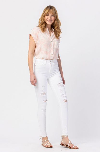 Judy Blue White Destroyed Skinny Jeans