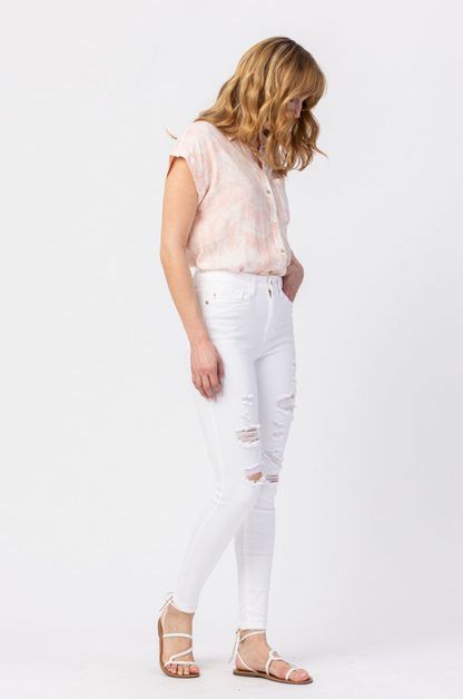 Judy Blue White Destroyed Skinny Jeans