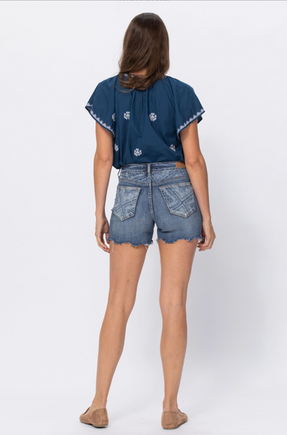 Judy Blue Paisley Bandana Printed Shorts