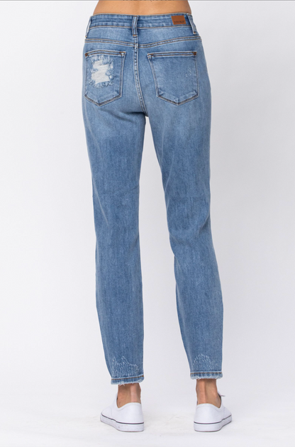 Judy Blue Destroyed Light Wash Boyfriend Jeans