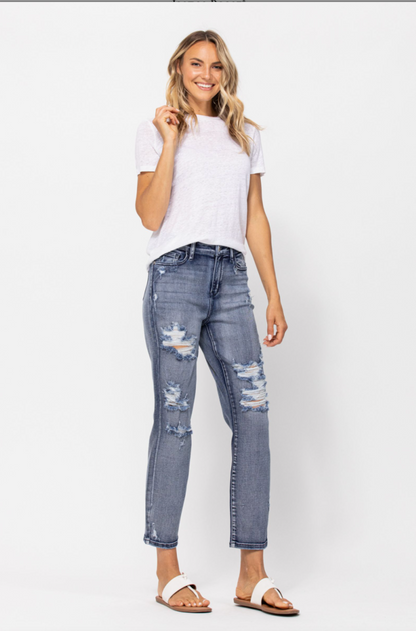 Judy Blue Medium Wash Destroyed Boyfriend Jeans