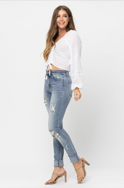 Judy Blue Super Long Heavy Destroy Skinny