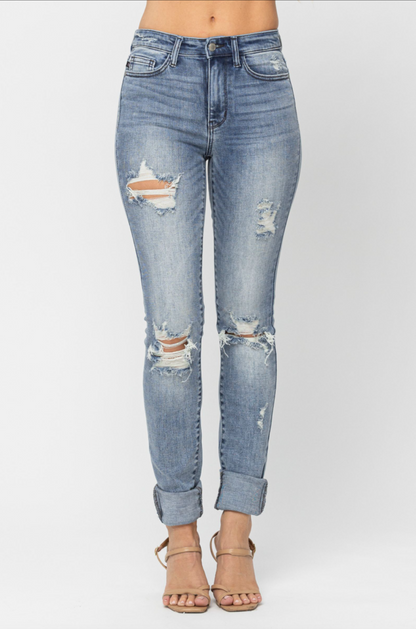 Judy Blue Super Long Heavy Destroy Skinny