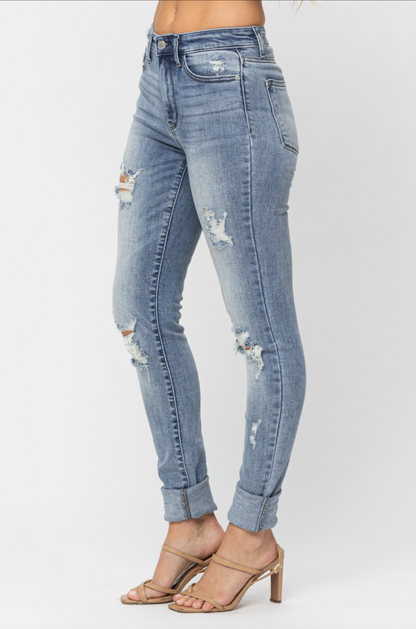 Judy Blue Super Long Heavy Destroy Skinny