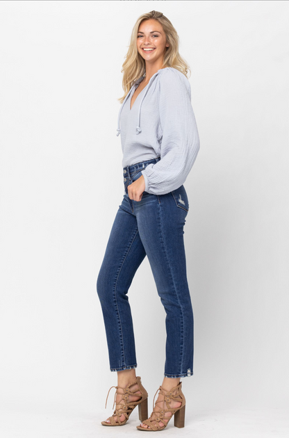 Judy Blue Front Yoke Girlfriend Jeans