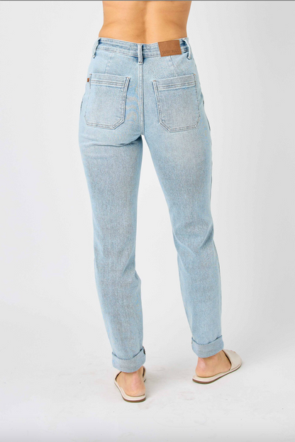Judy Blue Vintage Wash Double Cuffed Denim Joggers
