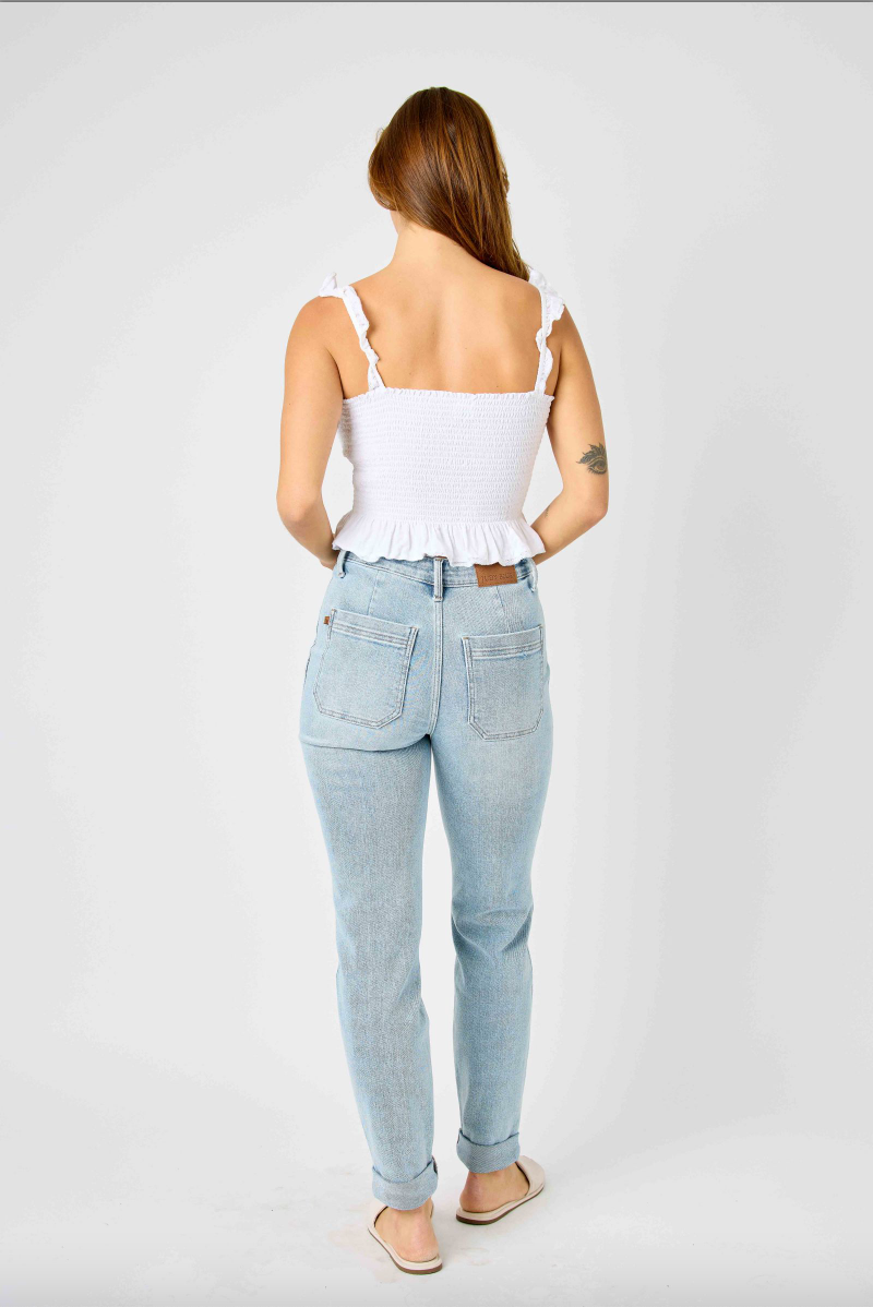 Judy Blue Vintage Wash Double Cuffed Denim Joggers