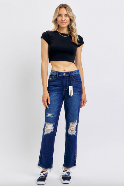 Judy Blue Rigid Magic Heavy Destroy Straight Leg