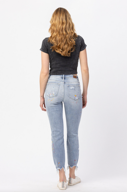 Judy Blue Paint Splatter Boyfriend Jeans