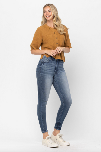 Judy Blue Tummy Control Skinny Jeans - Contrast Wash