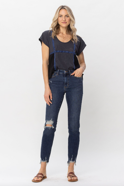 Judy Blue Chopped Hem Girlfriend Jeans