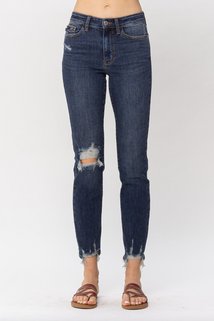 Judy Blue Chopped Hem Girlfriend Jeans