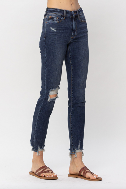Judy Blue Chopped Hem Girlfriend Jeans