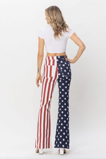 Judy Blue American Flag Print Flare Jeans
