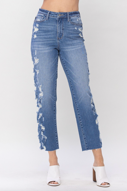 Judy Blue Destroyed Sideseam Crop Jeans