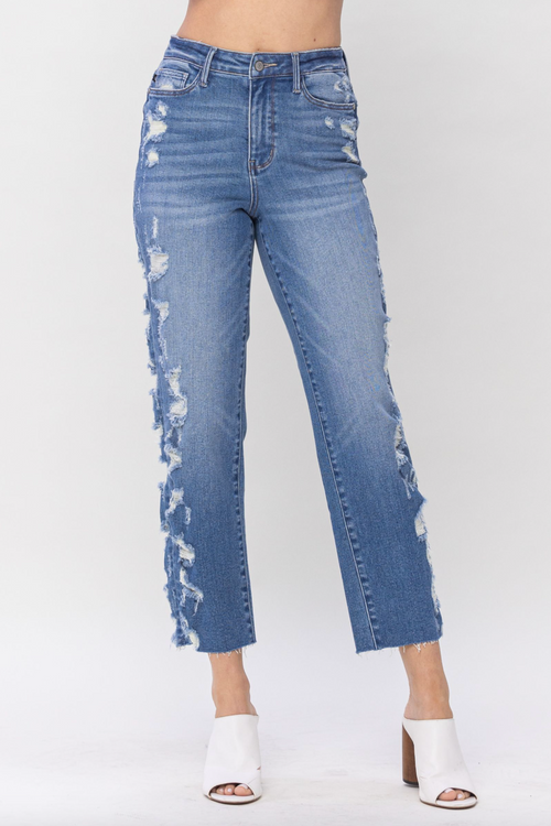 Judy Blue Destroyed Sideseam Crop Jeans