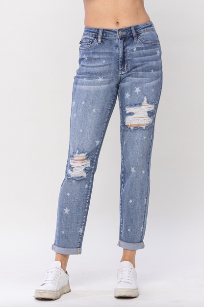 Judy Blue Star Crossed Destroy Boyfriend Jeans