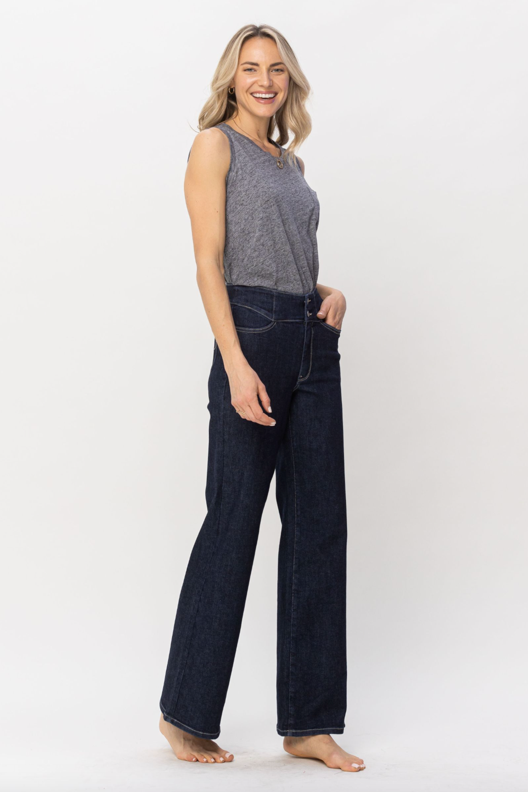 Judy Blue Rinse Wash Wide Leg Jeans