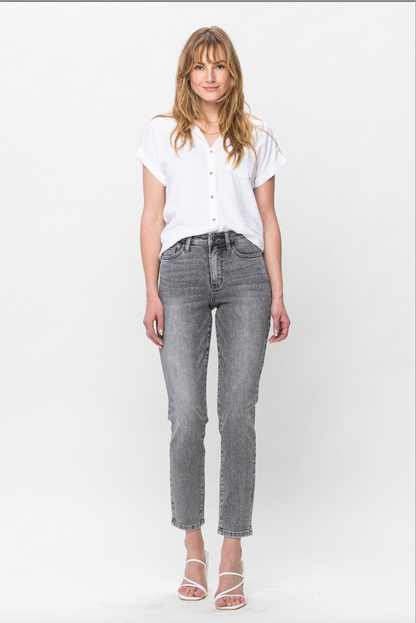 Judy Blue Stone Wash Grey Girlfriend Jeans