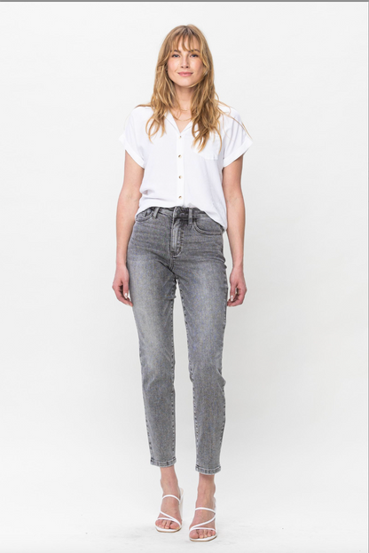 Judy Blue Stone Wash Grey Girlfriend Jeans