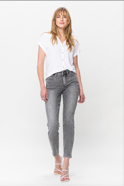 Judy Blue Stone Wash Grey Girlfriend Jeans