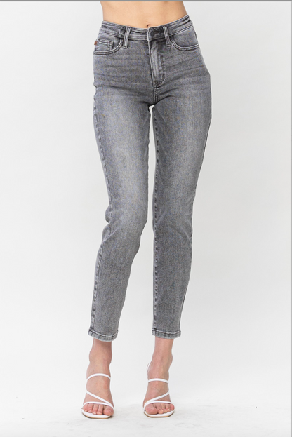 Judy Blue Stone Wash Grey Girlfriend Jeans