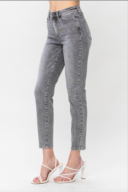 Judy Blue Stone Wash Grey Girlfriend Jeans