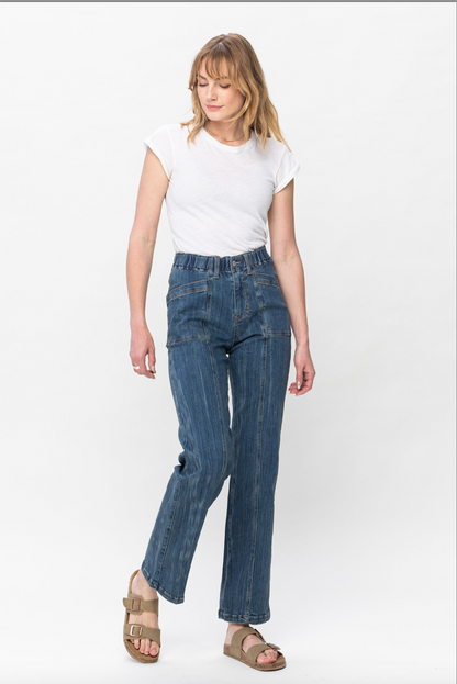 Judy Blue Elastic Waist Vintage Straight Jeans