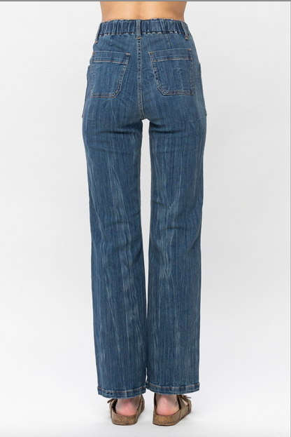 Judy Blue Elastic Waist Vintage Straight Jeans