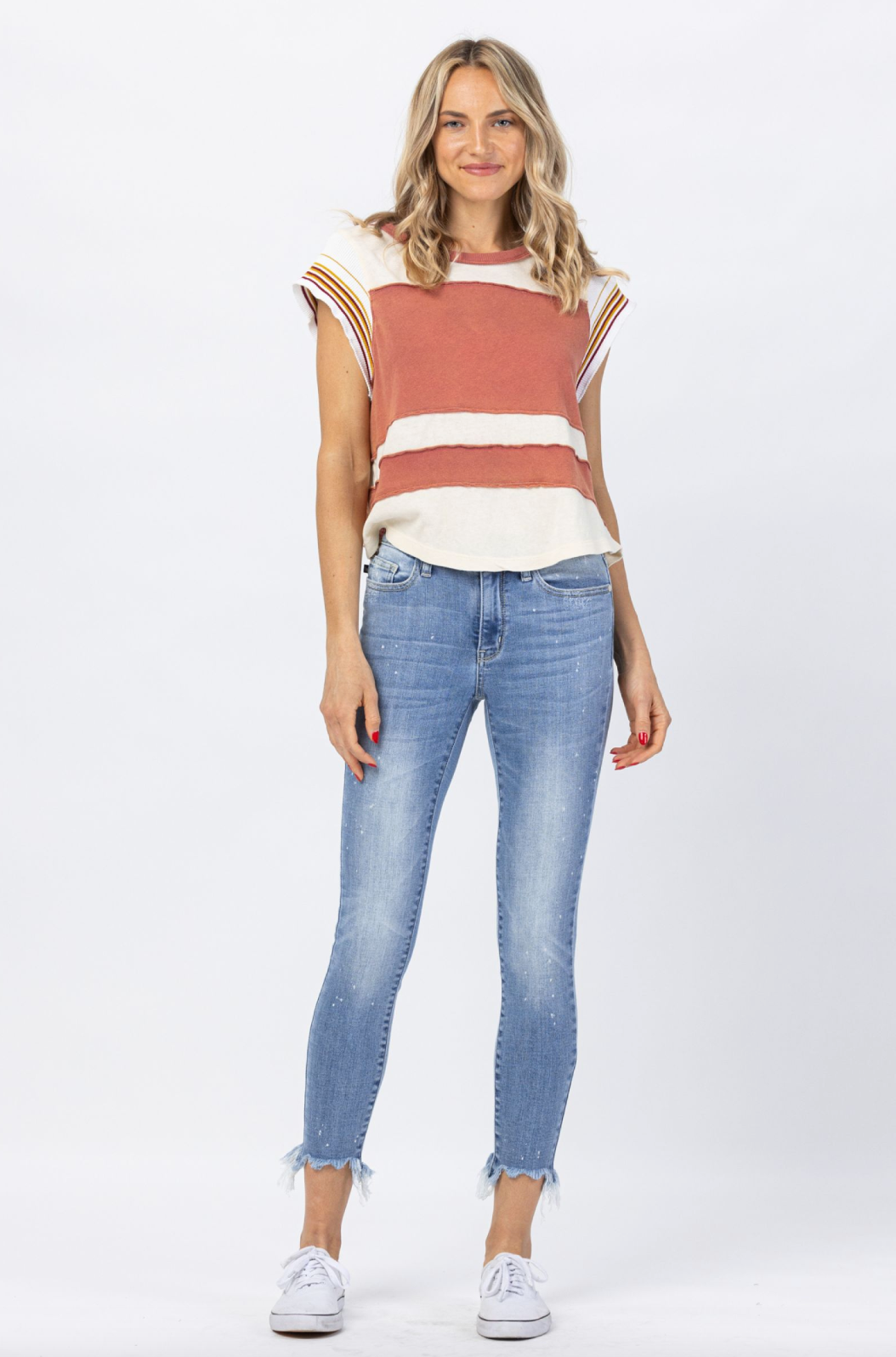 Judy Blue Bleach Splash Shark Bite Skinny Jeans