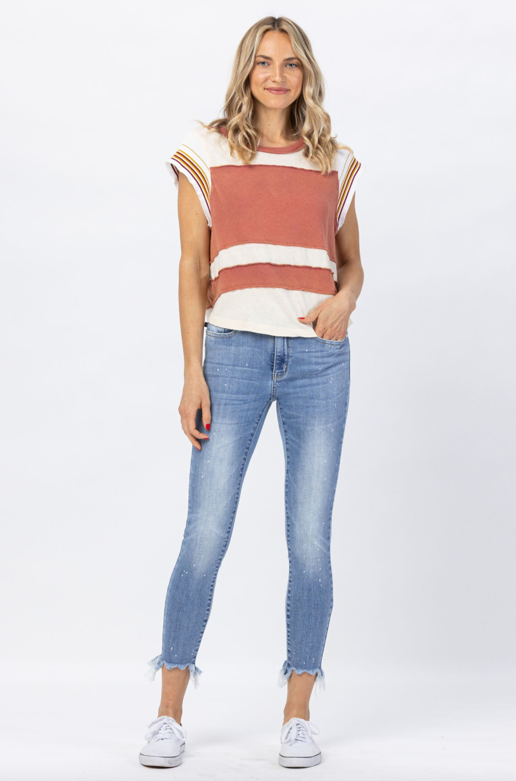Judy Blue Bleach Splash Shark Bite Skinny Jeans