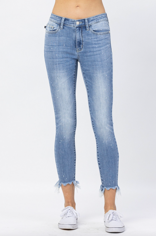 Judy Blue Bleach Splash Shark Bite Skinny Jeans