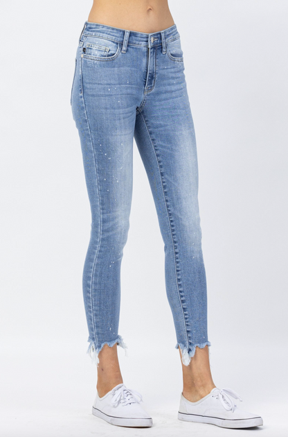 Judy Blue Bleach Splash Shark Bite Skinny Jeans