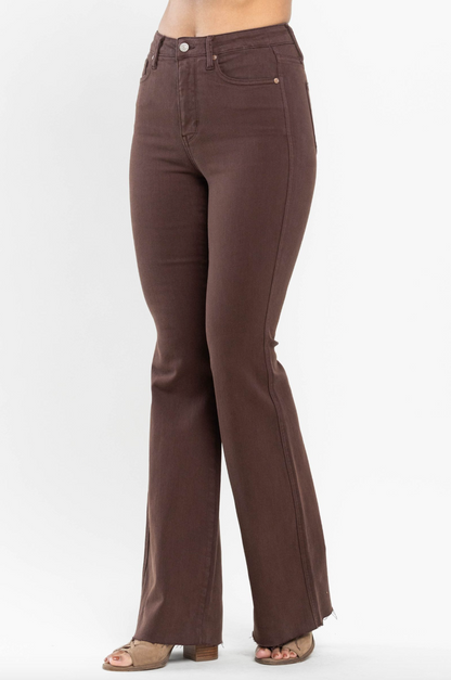 Judy Blue Tummy Control Flare Jeans - Espresso