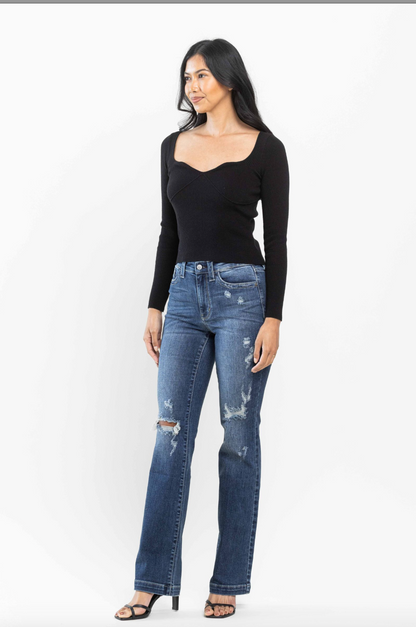Judy Blue Hand Sand Destroyed Bootcut Jeans
