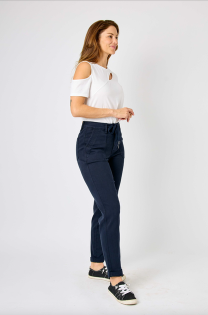 Judy Blue Double Cuff Joggers - Navy