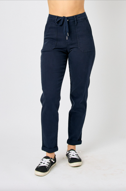 Judy Blue Double Cuff Joggers - Navy